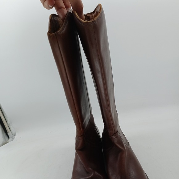 UGG Simmens Brown Leather Tall Riding Boots Womens 6.5 Back Zip 1006038 s15 - Picture 6 of 13
